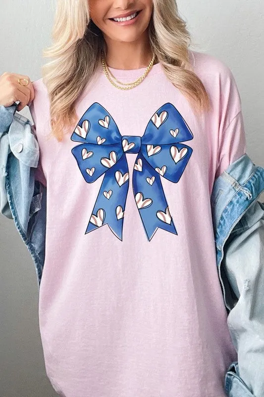 Blue Bow Baseball Graphic Plus Heavy Cotton Tee