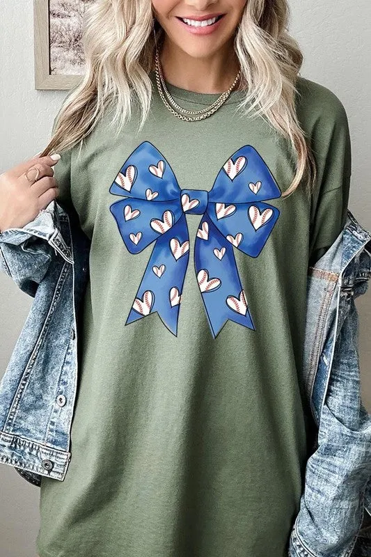 Blue Bow Baseball Graphic Plus Heavy Cotton Tee