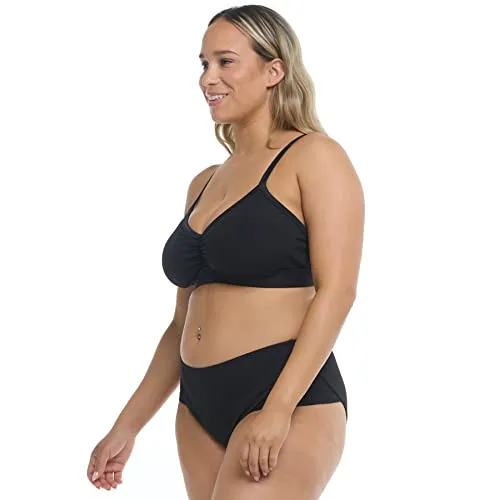 Body Glove Women's Drew Plus Bikini Top Swimsuit with Adjustable Tie Back, Available in Sizes 1X, 2X, 3X, Black