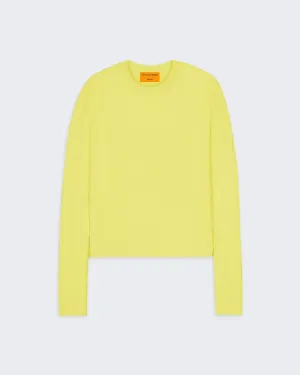 Cable Shrunken Crew - Lemon