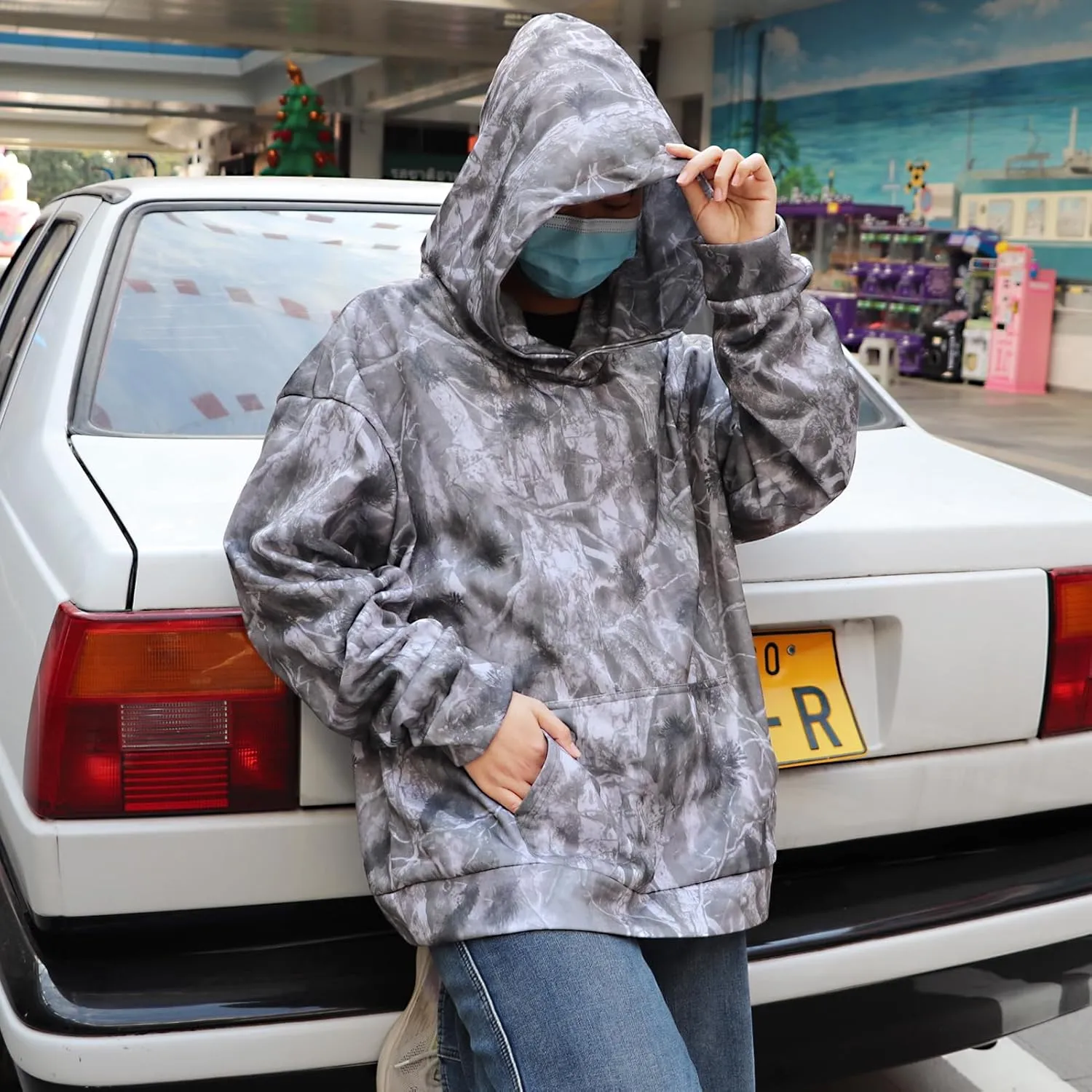 Camo Hoodie Womens Maple Leaf Printed Sweatshirt Oversized Trendy Causal Long Sleeve Fleece Camouflage Hoodie