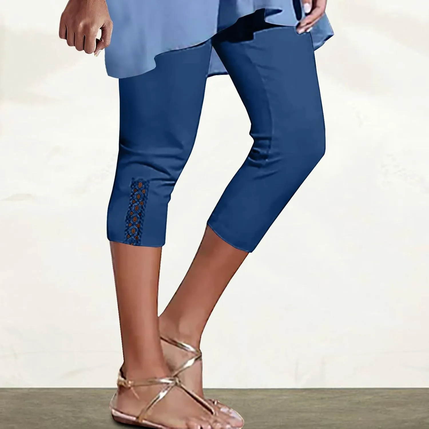 Capri Leggings for Women Fabric Bow Tie Belt Peach Hip Tight Waist High Hip Movement Yoga Shorts Cropped Pants High