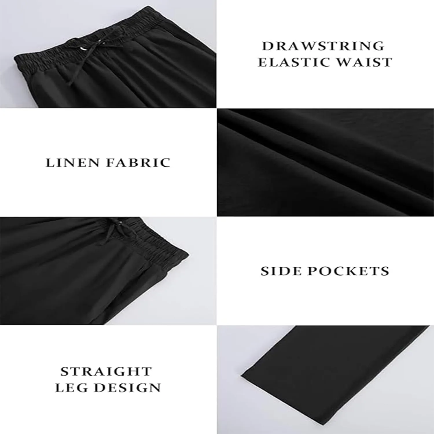 Capri Pants for Women 2025 Summer Drawstring Elastic High Waist Casual Capris Straight Wide Leg Cotton Linen Pants