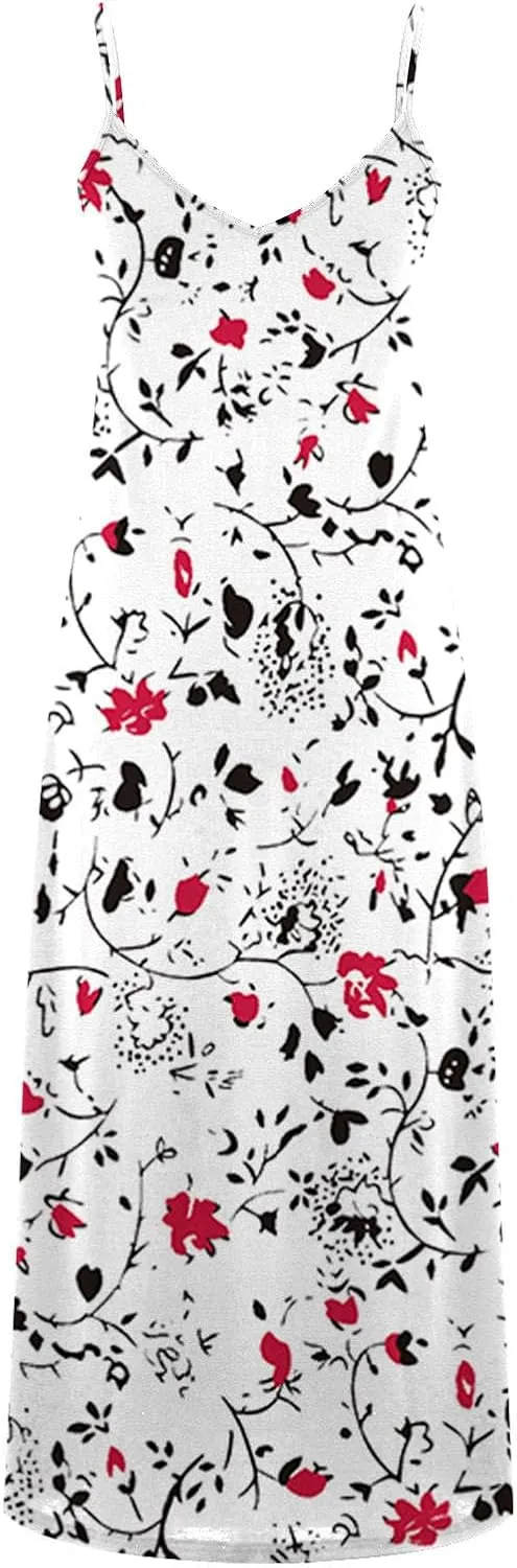Ceboyel Maxi Sundresses for Women 2023 Marble Print Maxi Long Dress Spaghetti Strap Summer Dresses Trendy Beach Outfits