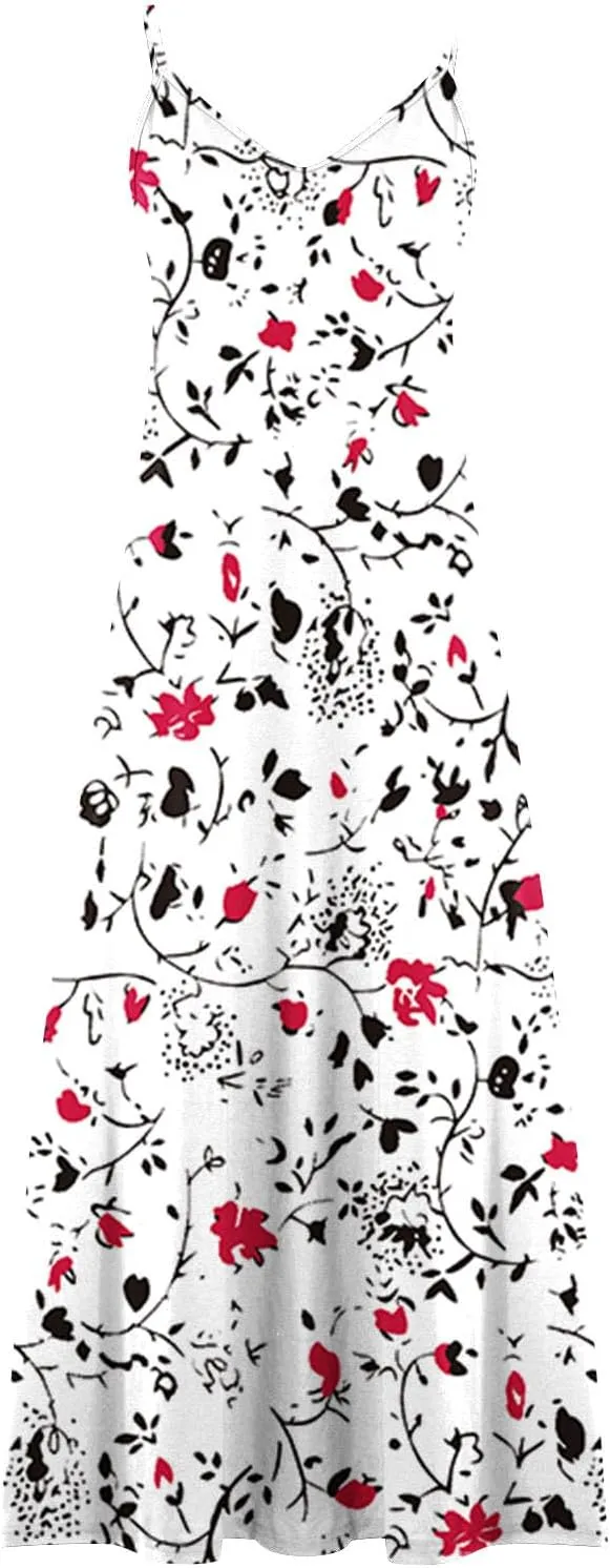 Ceboyel Maxi Sundresses for Women 2023 Marble Print Maxi Long Dress Spaghetti Strap Summer Dresses Trendy Beach Outfits