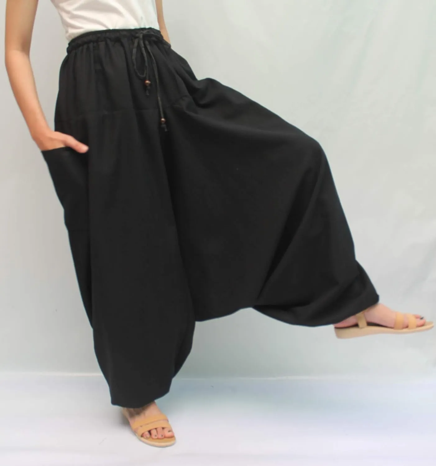 ChiangmaiThaiShop 100% Cotton Baggy Boho Aladin Yoga Harem Pants