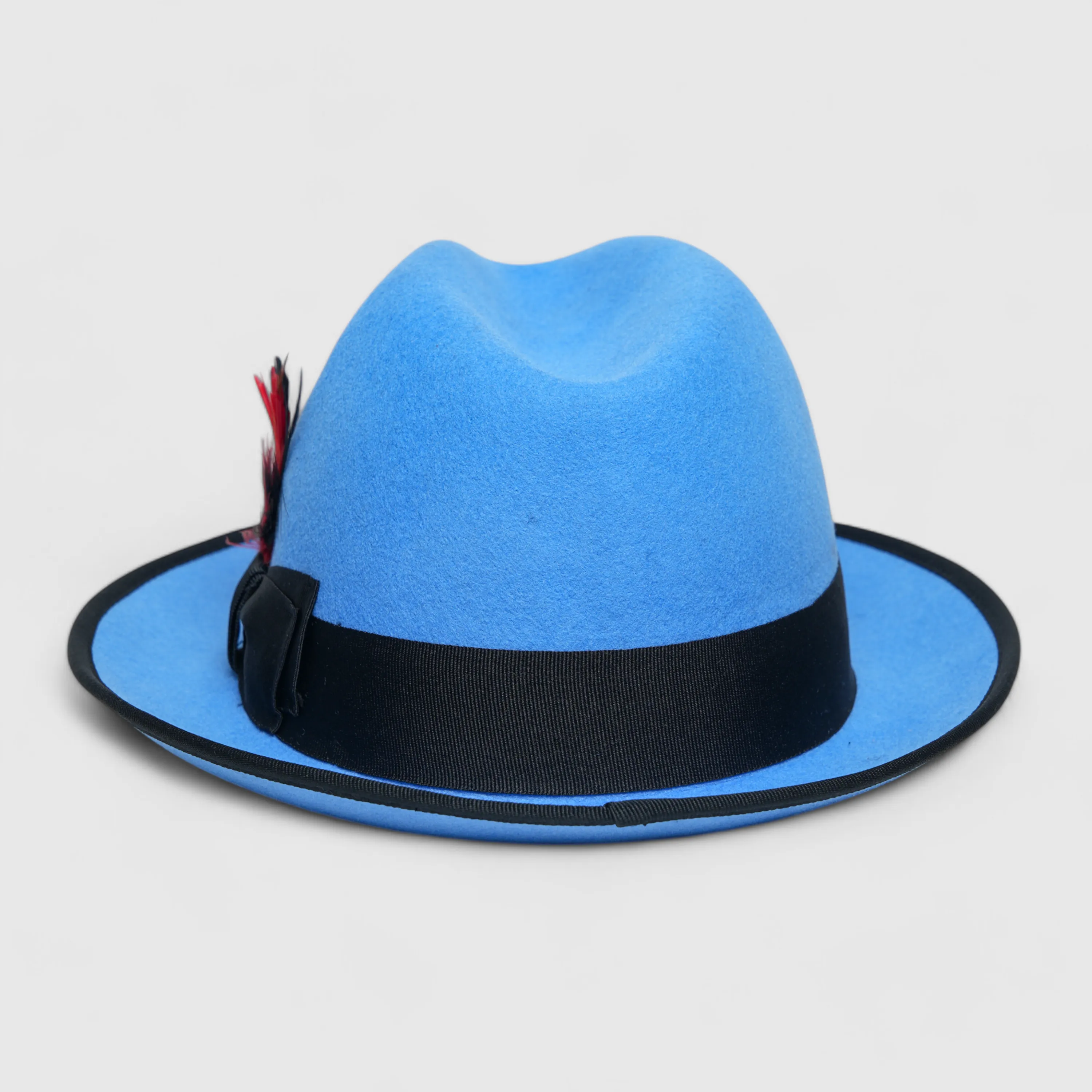 Chokore Classic Bluebird Fedora Hat with Feather Detail (Sky Blue)