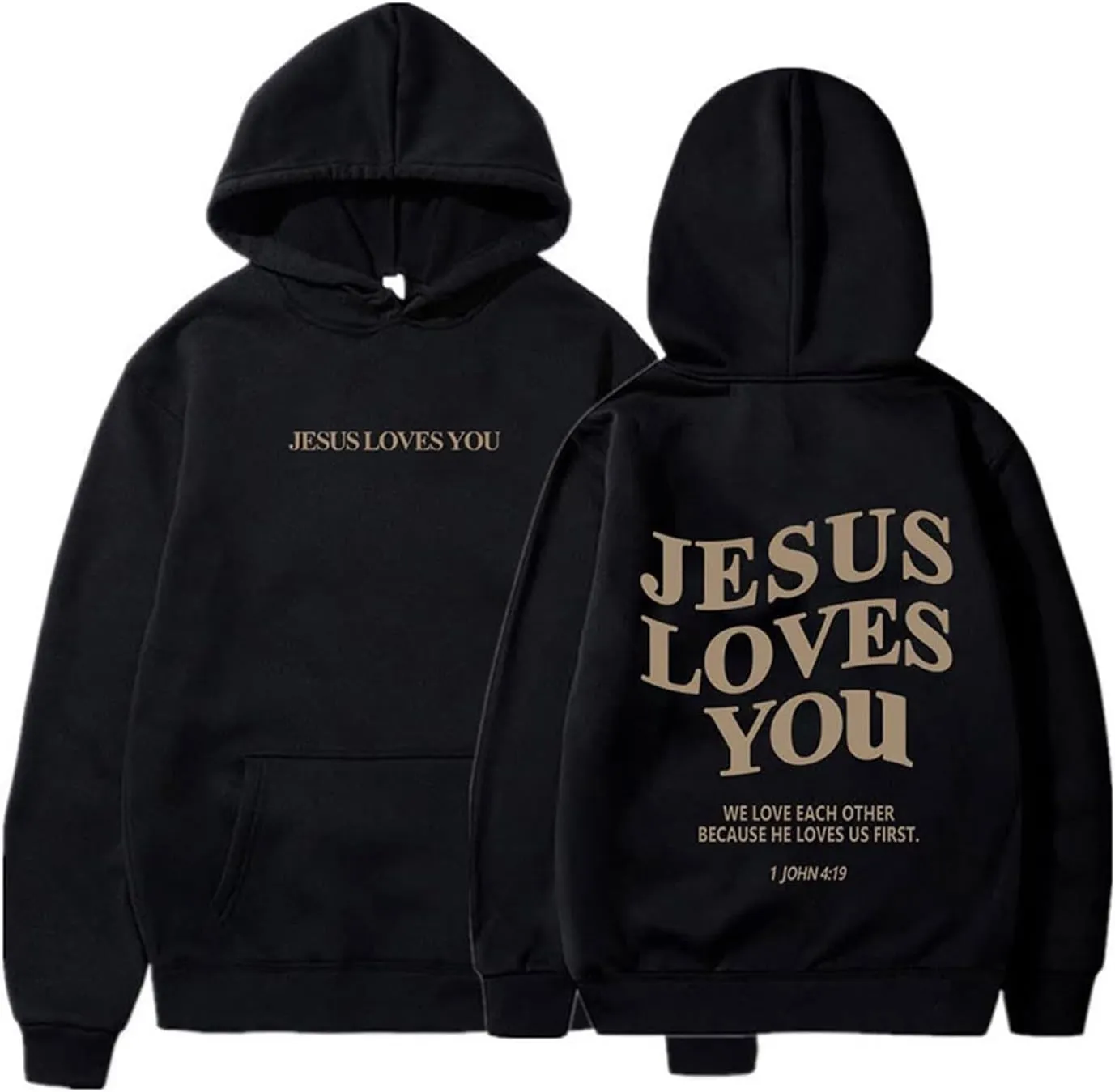 Christian Hoodies Women Men Jesus Loves You Letter Graphic Sweatshirt Casual Long Sleeve Oversized Y2k Pullover Tops