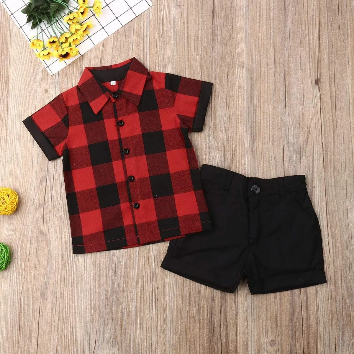 CIYCUIT Toddler Baby Boys Summer Print Shirt Outfits Clothes Short Sleeve Button Down Tops   Shorts Set