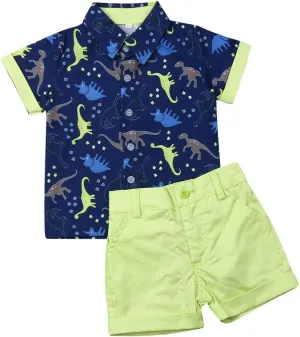 CIYCUIT Toddler Baby Boys Summer Print Shirt Outfits Clothes Short Sleeve Button Down Tops   Shorts Set