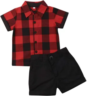 CIYCUIT Toddler Baby Boys Summer Print Shirt Outfits Clothes Short Sleeve Button Down Tops   Shorts Set