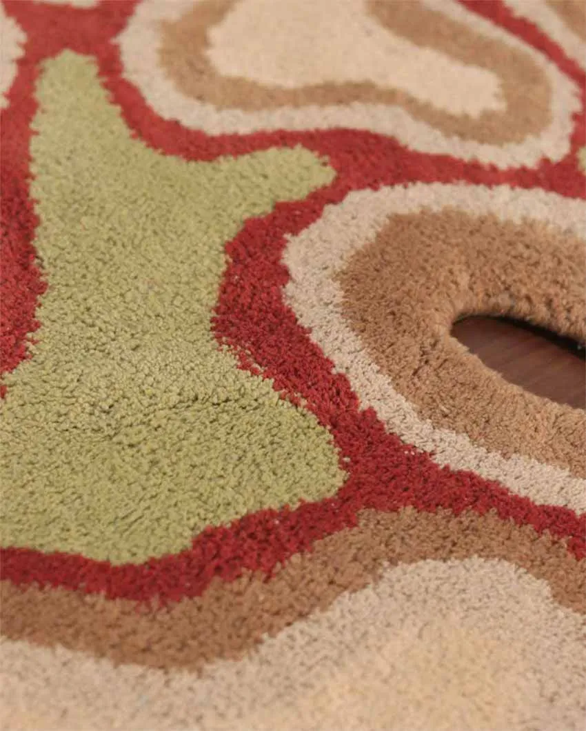 Colorful Fluid Tufted Design Polyester Rug | 3x3 Ft