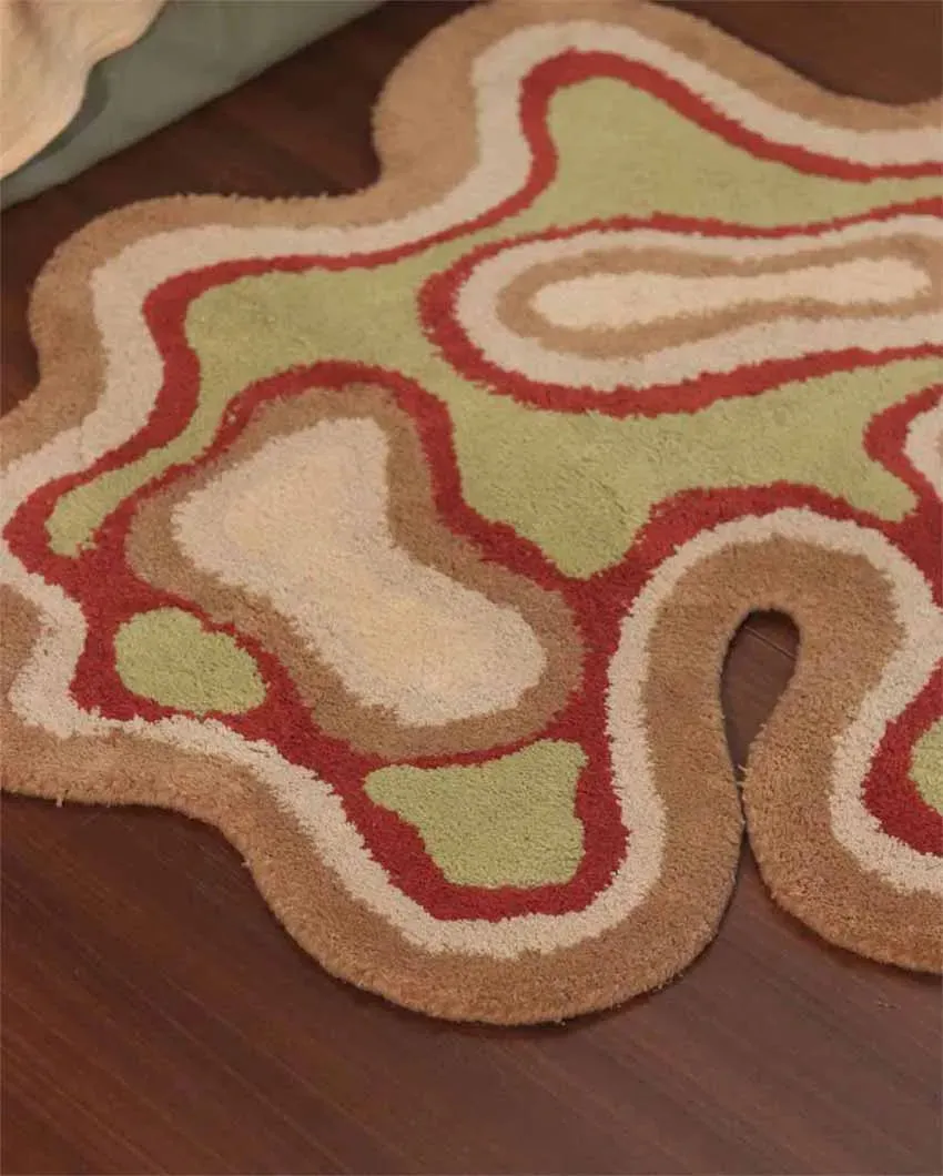 Colorful Fluid Tufted Design Polyester Rug | 3x3 Ft