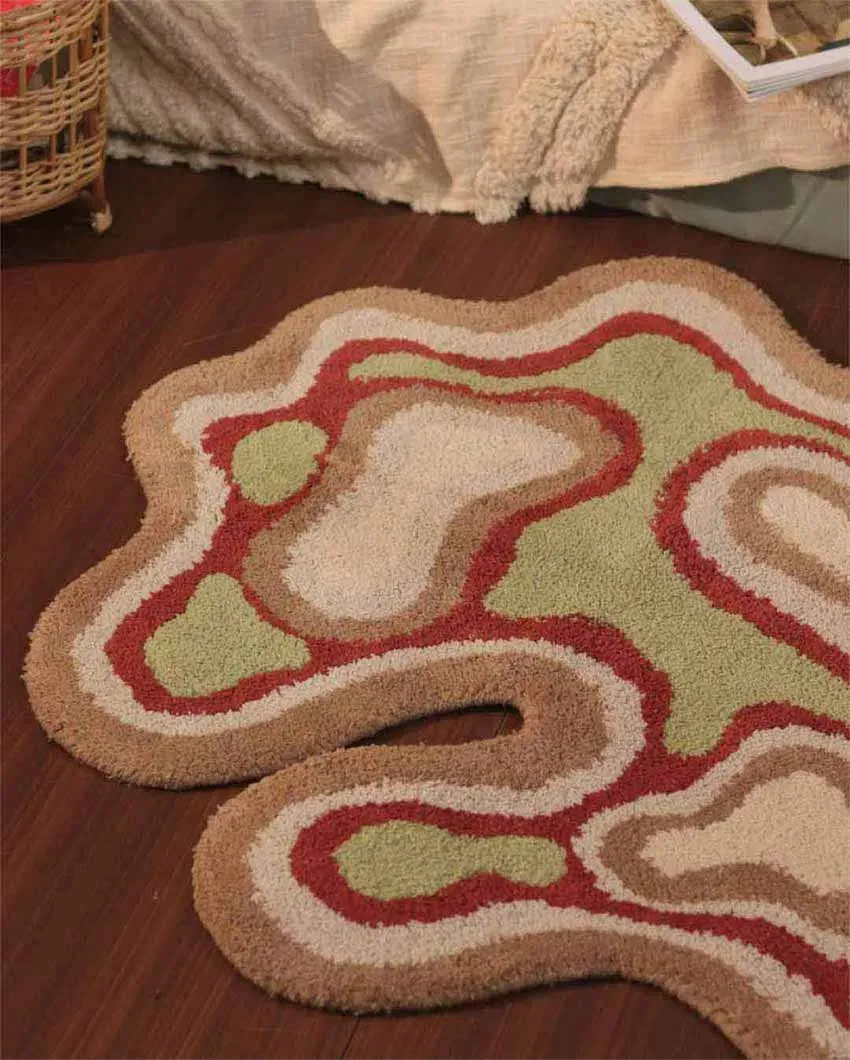 Colorful Fluid Tufted Design Polyester Rug | 3x3 Ft