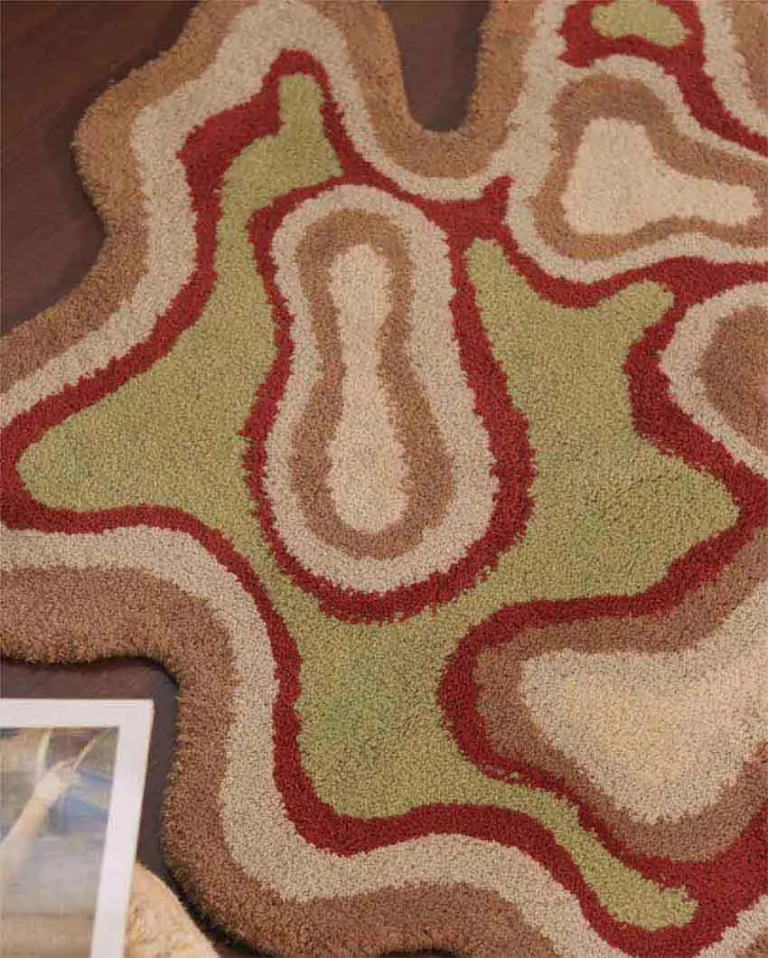 Colorful Fluid Tufted Design Polyester Rug | 3x3 Ft