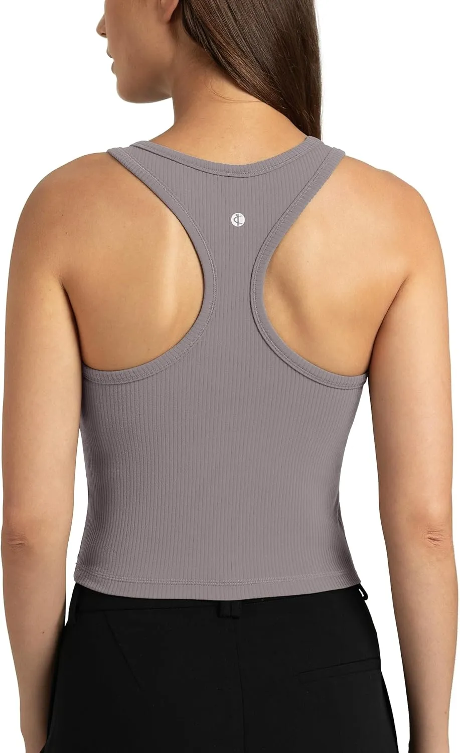 Colorfulkoala Women's Dreamlux Ribbed Racerback Workout Tank Tops with Built-in Shelf Bra Padded Yoga Camisole