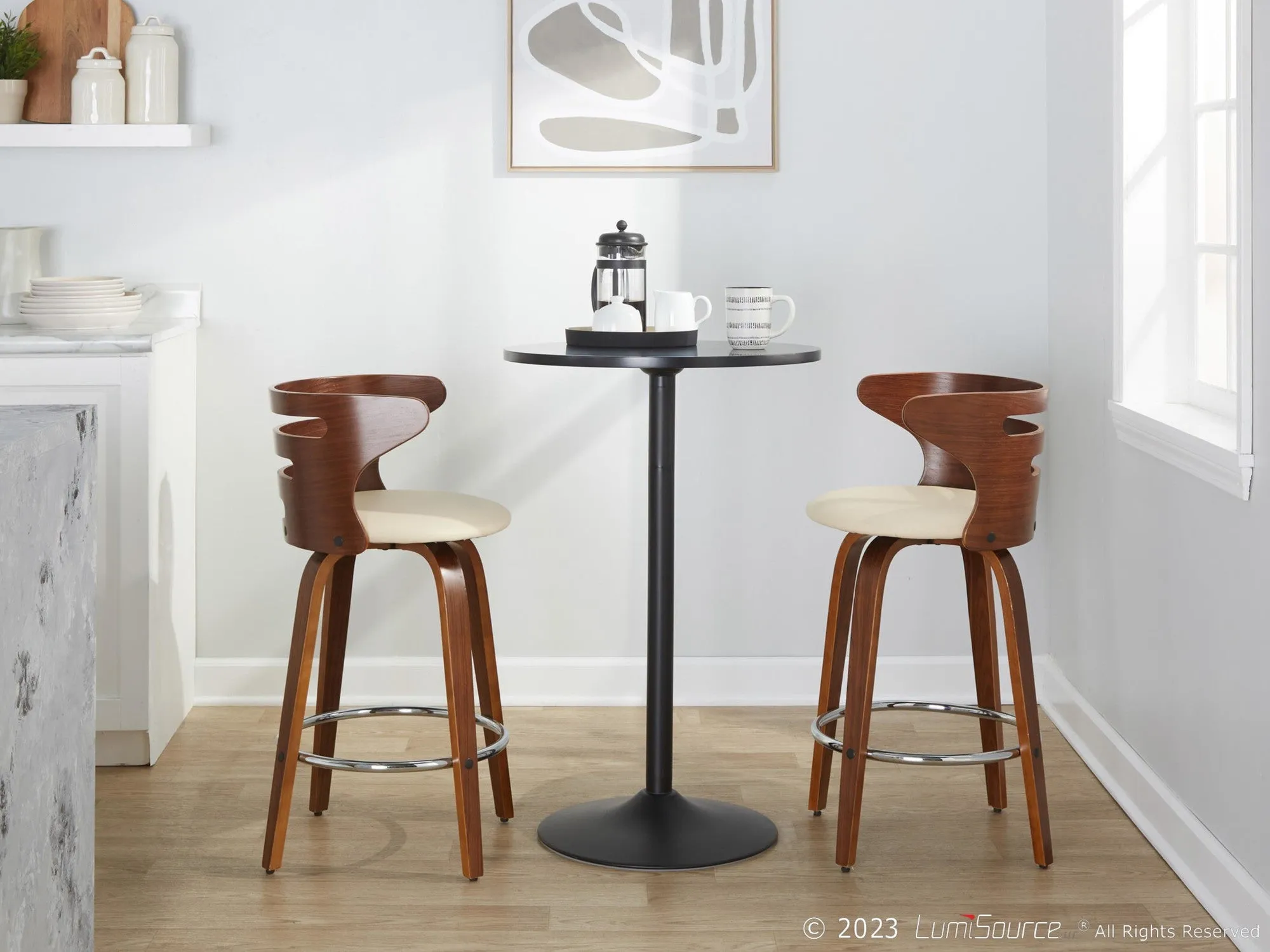 Cosini 26" Fixed-Height Counter Stool - Set of 2 By LumiSource - B26-COSIPU-GRTZR2 WLWLBN2