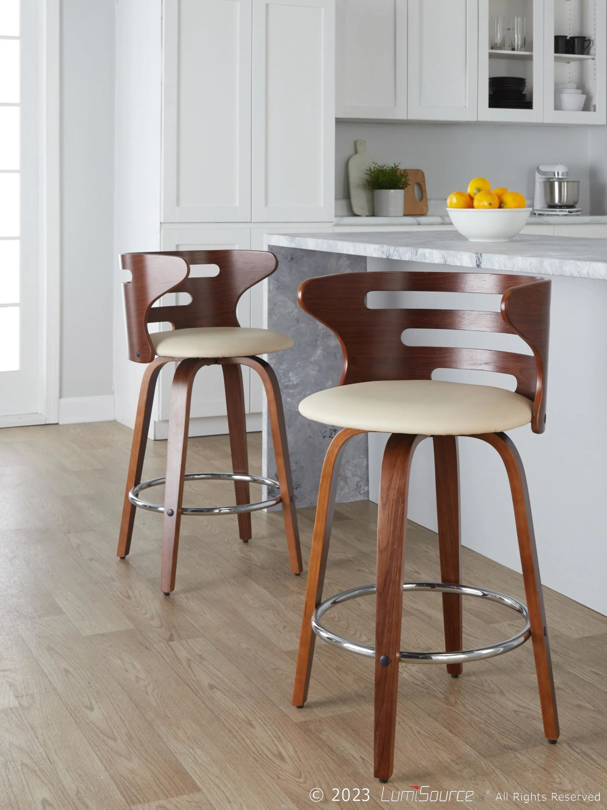 Cosini 26" Fixed-Height Counter Stool - Set of 2 By LumiSource - B26-COSIPU-GRTZR2 WLWLBN2