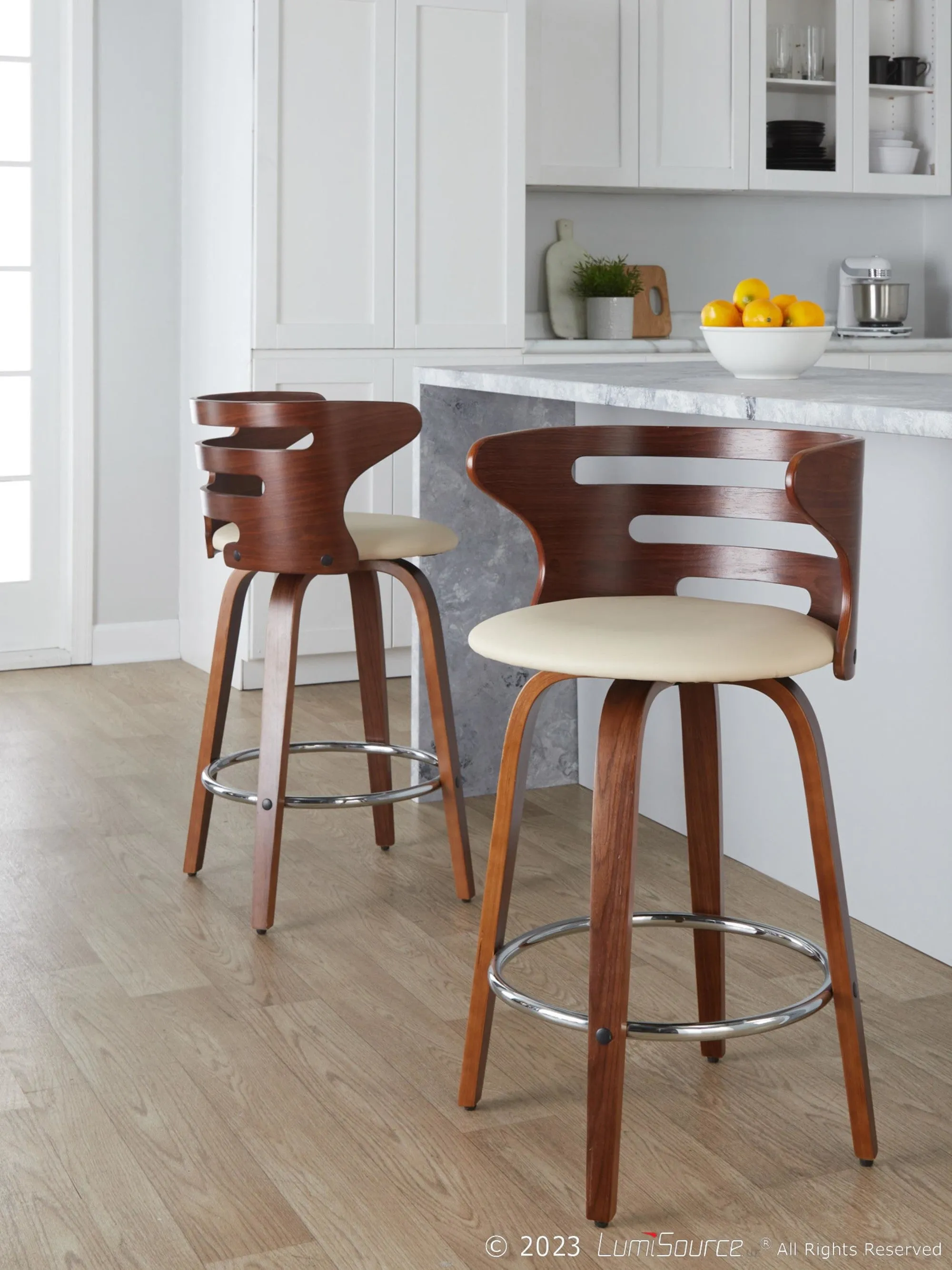 Cosini 26" Fixed-Height Counter Stool - Set of 2 By LumiSource - B26-COSIPU-GRTZR2 WLWLBN2