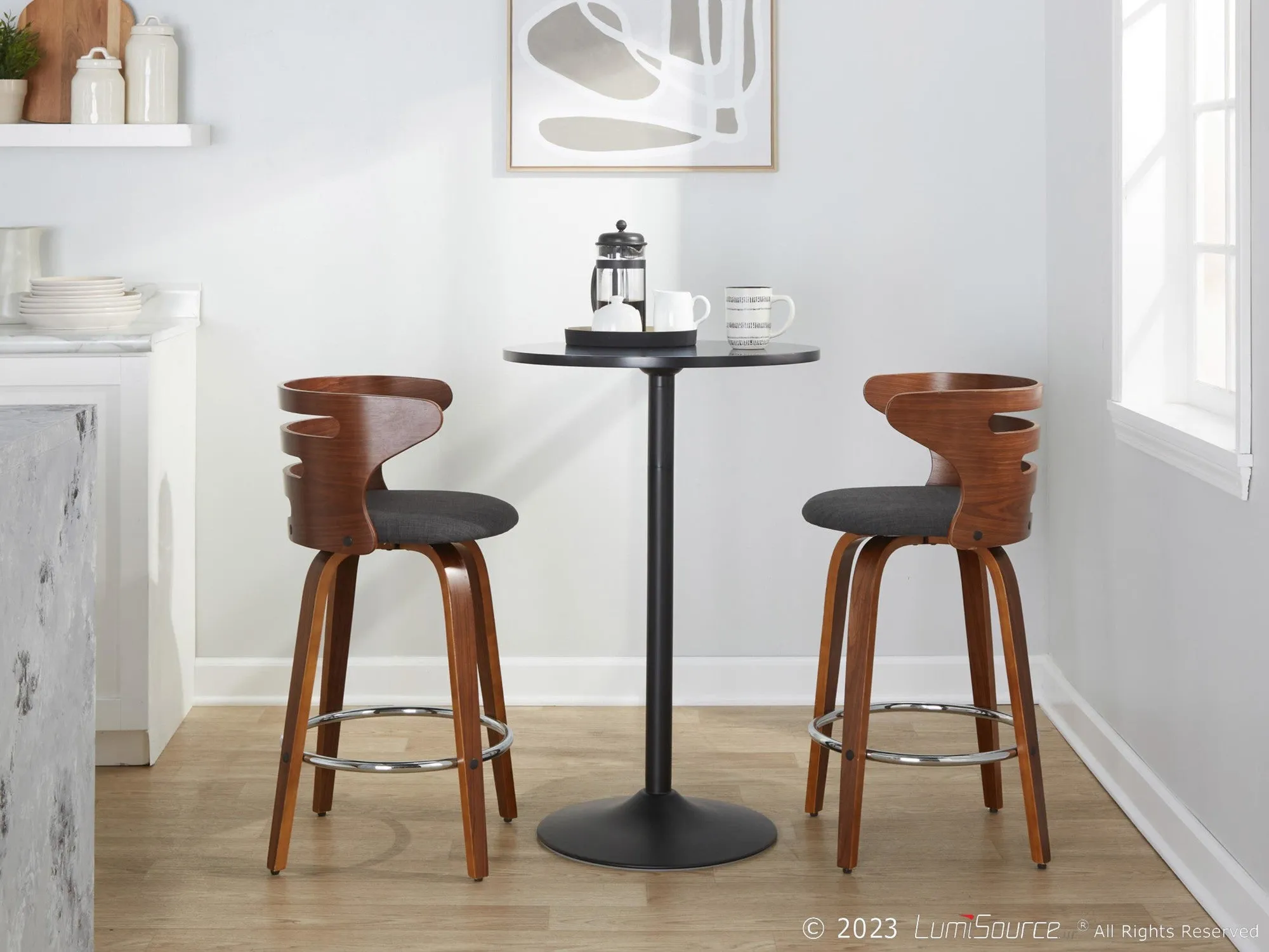 Cosini 26" Fixed-Height Counter Stool - Set of 2 By LumiSource - B26-COSIPU-GRTZR2 WLWLBN2