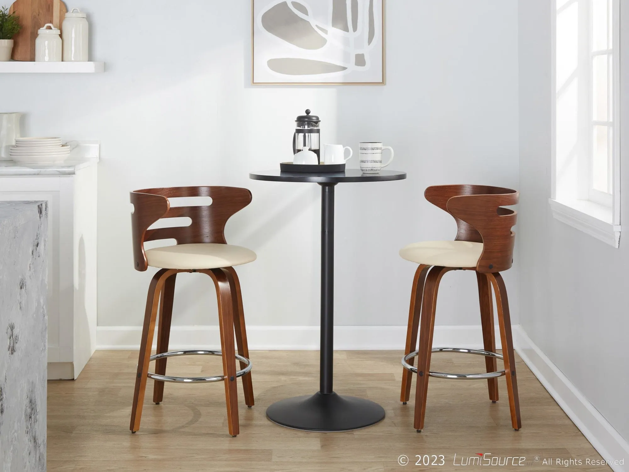 Cosini 26" Fixed-Height Counter Stool - Set of 2 By LumiSource - B26-COSIPU-GRTZR2 WLWLBN2