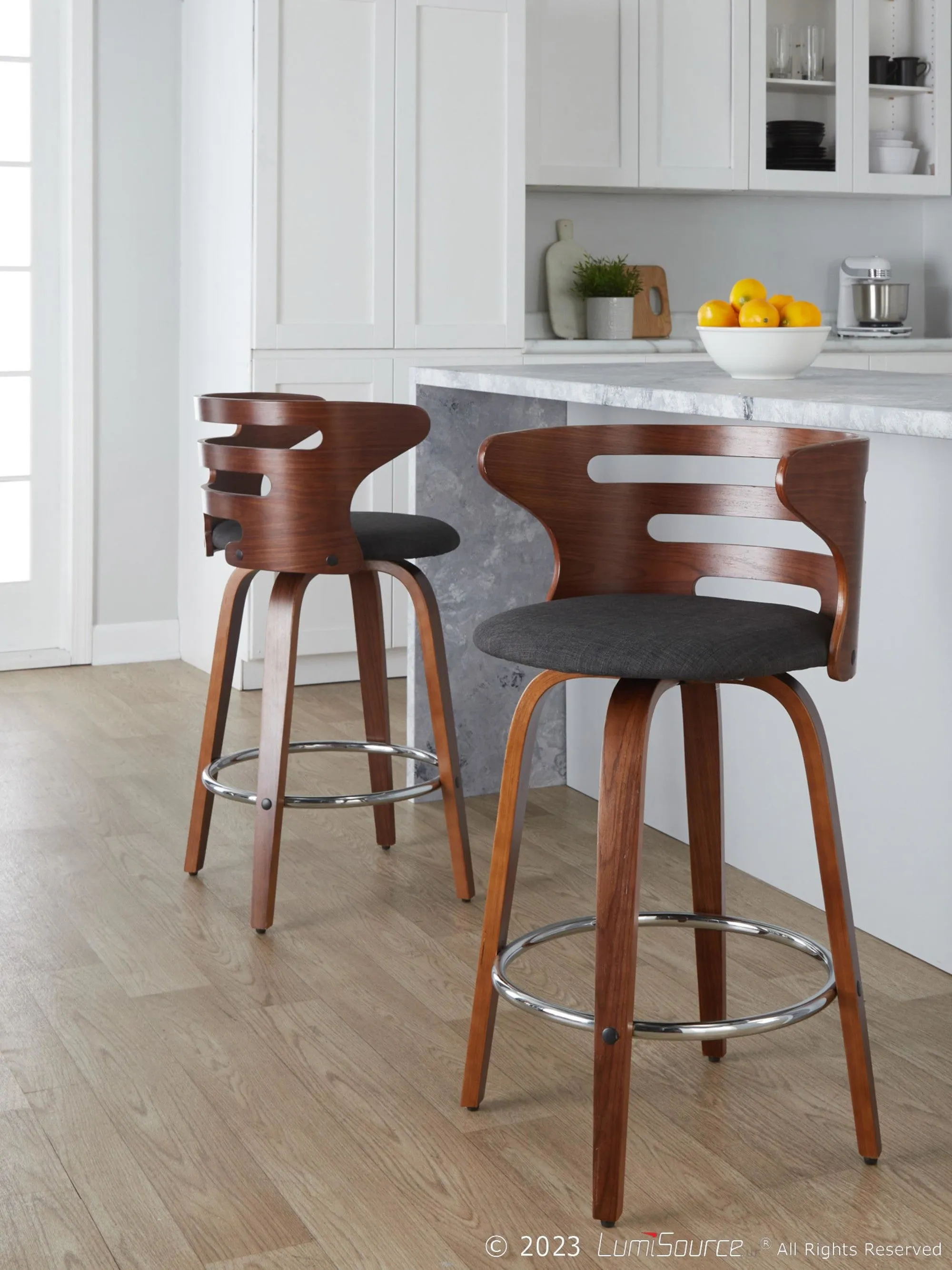 Cosini 26" Fixed-Height Counter Stool - Set of 2 By LumiSource - B26-COSIPU-GRTZR2 WLWLBN2