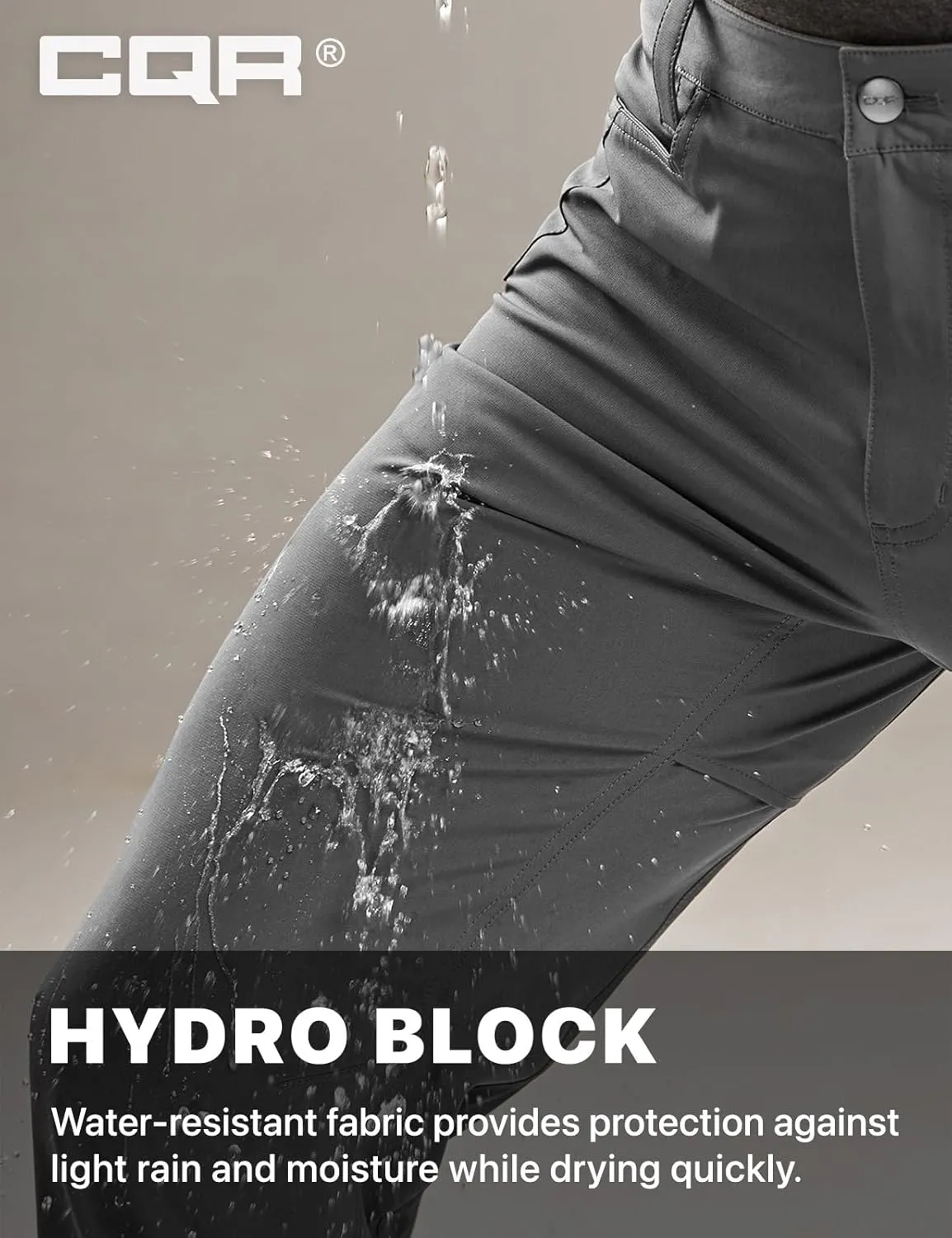 CQR Men's Quick Dry Tactical Pants, Water Resistant Outdoor Pants, Lightweight Stretch Cargo Work Hiking Pants