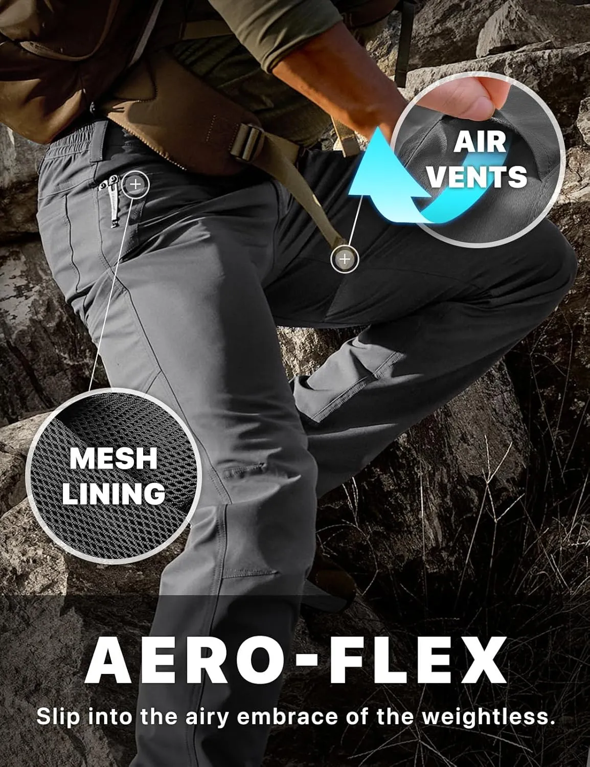CQR Men's Quick Dry Tactical Pants, Water Resistant Outdoor Pants, Lightweight Stretch Cargo Work Hiking Pants