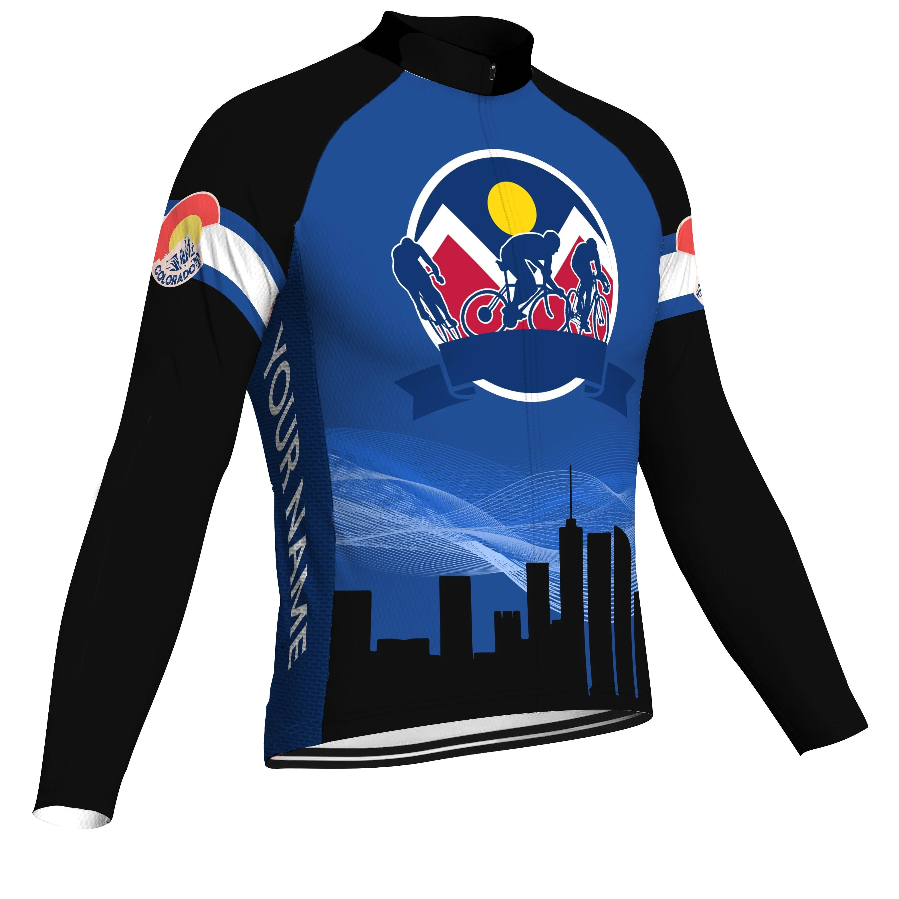 Customized Denver Winter Thermal Fleece Long Sleeve Cycling Jersey for Men