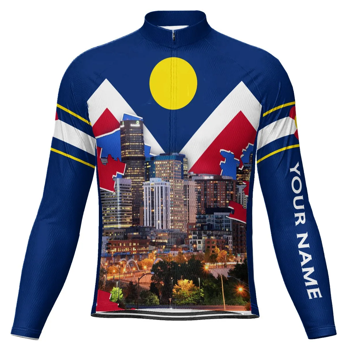 Customized Denver Winter Thermal Fleece Long Sleeve Cycling Jersey for Men