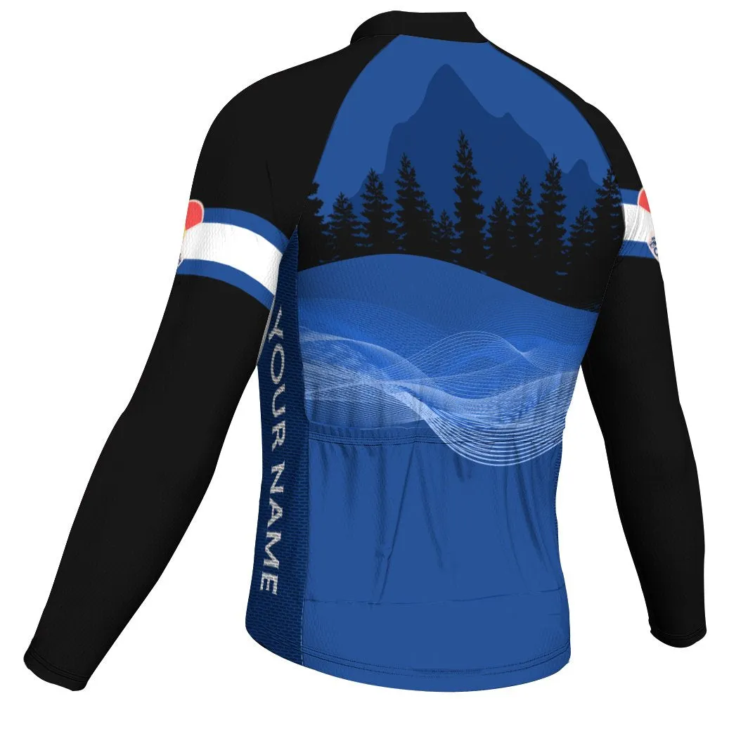 Customized Denver Winter Thermal Fleece Long Sleeve Cycling Jersey for Men