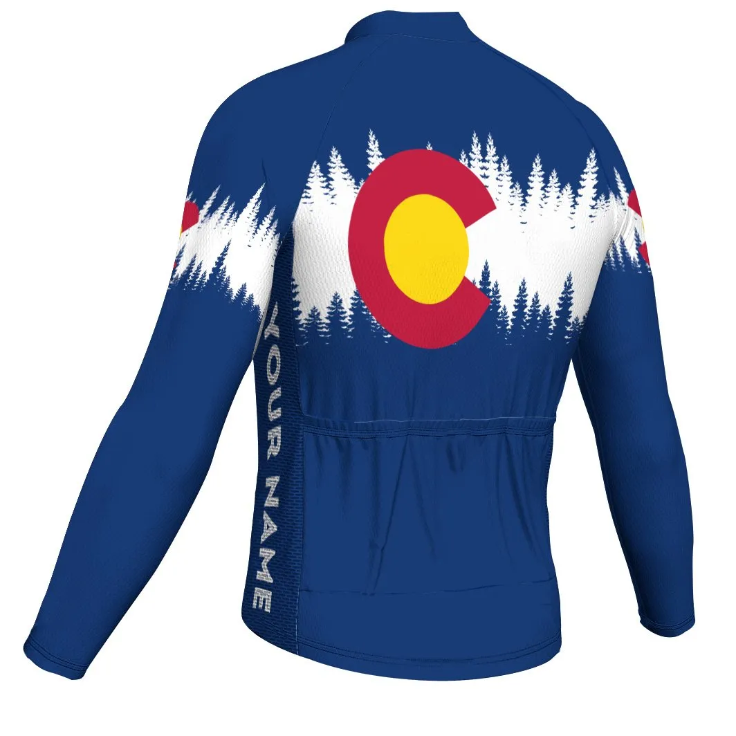 Customized Denver Winter Thermal Fleece Long Sleeve Cycling Jersey for Men