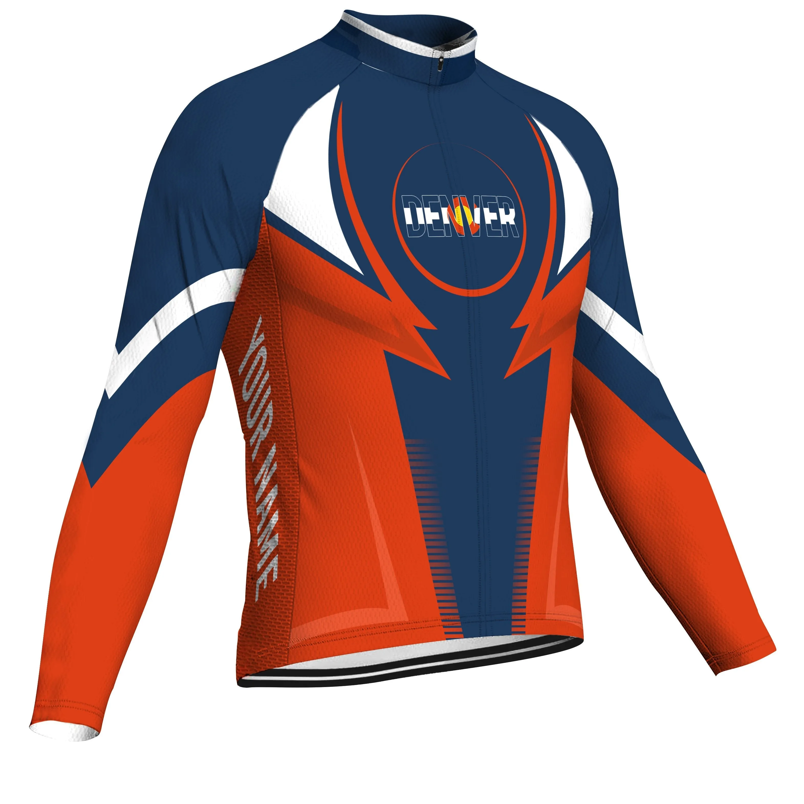 Customized Denver Winter Thermal Fleece Long Sleeve Cycling Jersey for Men