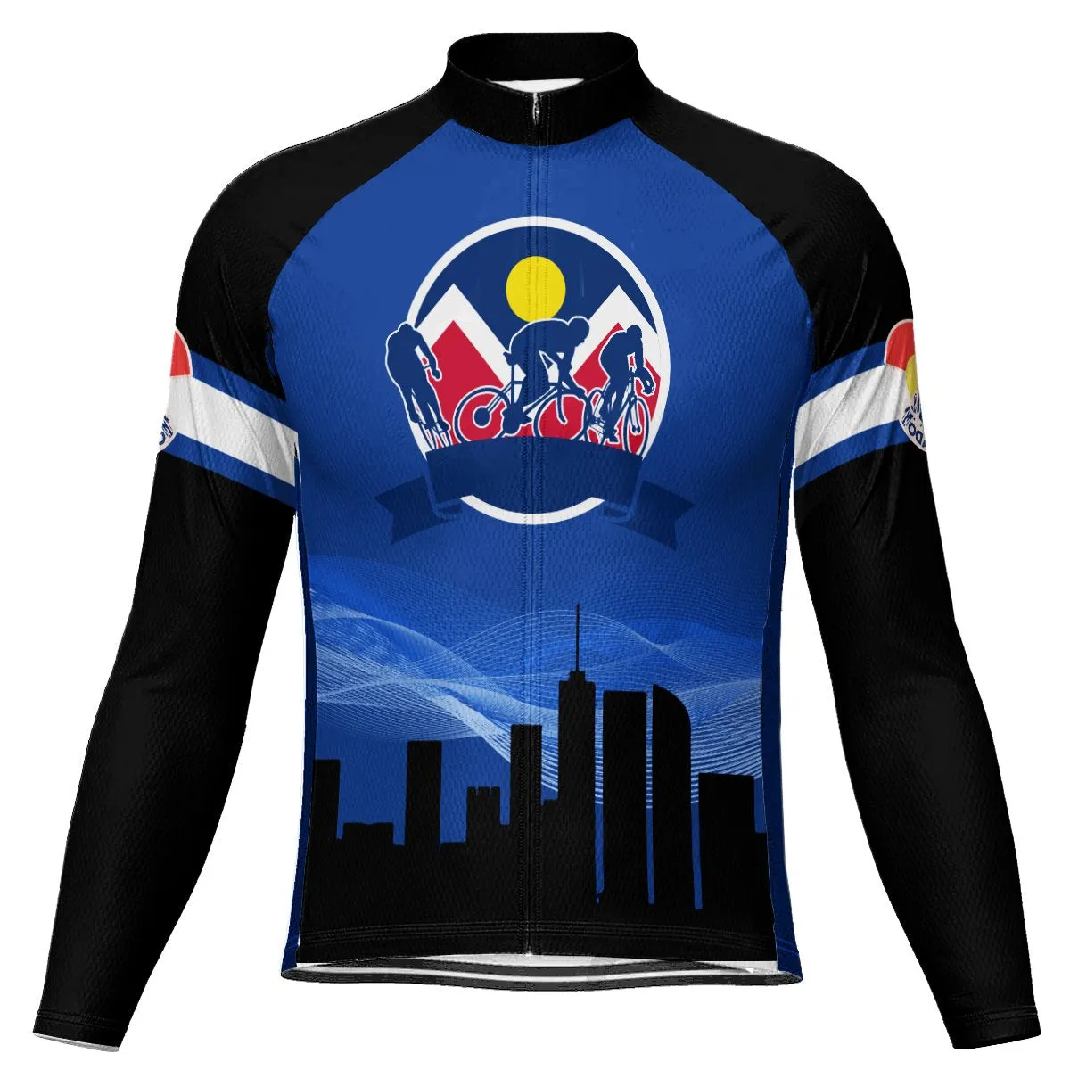 Customized Denver Winter Thermal Fleece Long Sleeve Cycling Jersey for Men