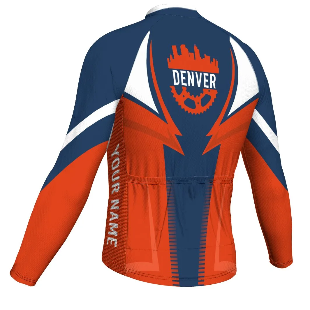 Customized Denver Winter Thermal Fleece Long Sleeve Cycling Jersey for Men