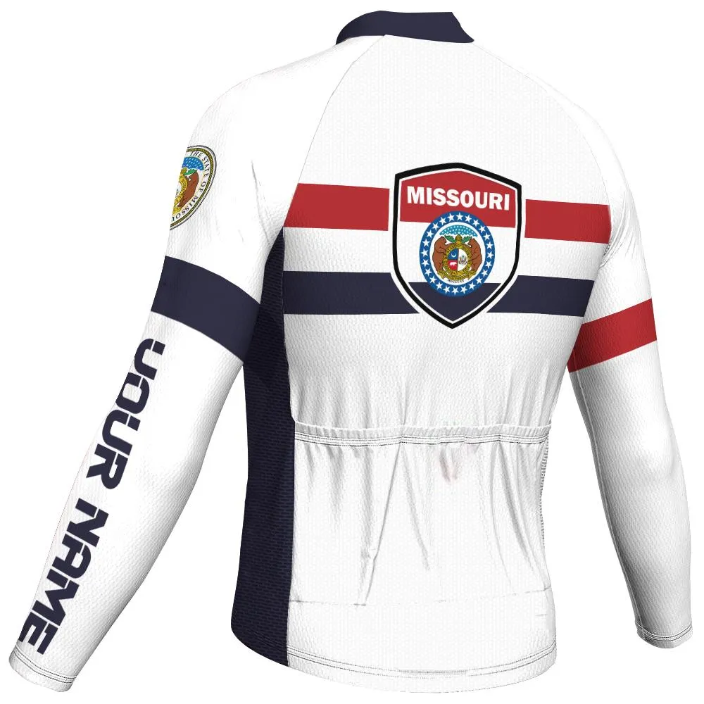 Customized Missouri Winter Thermal Fleece Long Sleeve Cycling Jersey for Men