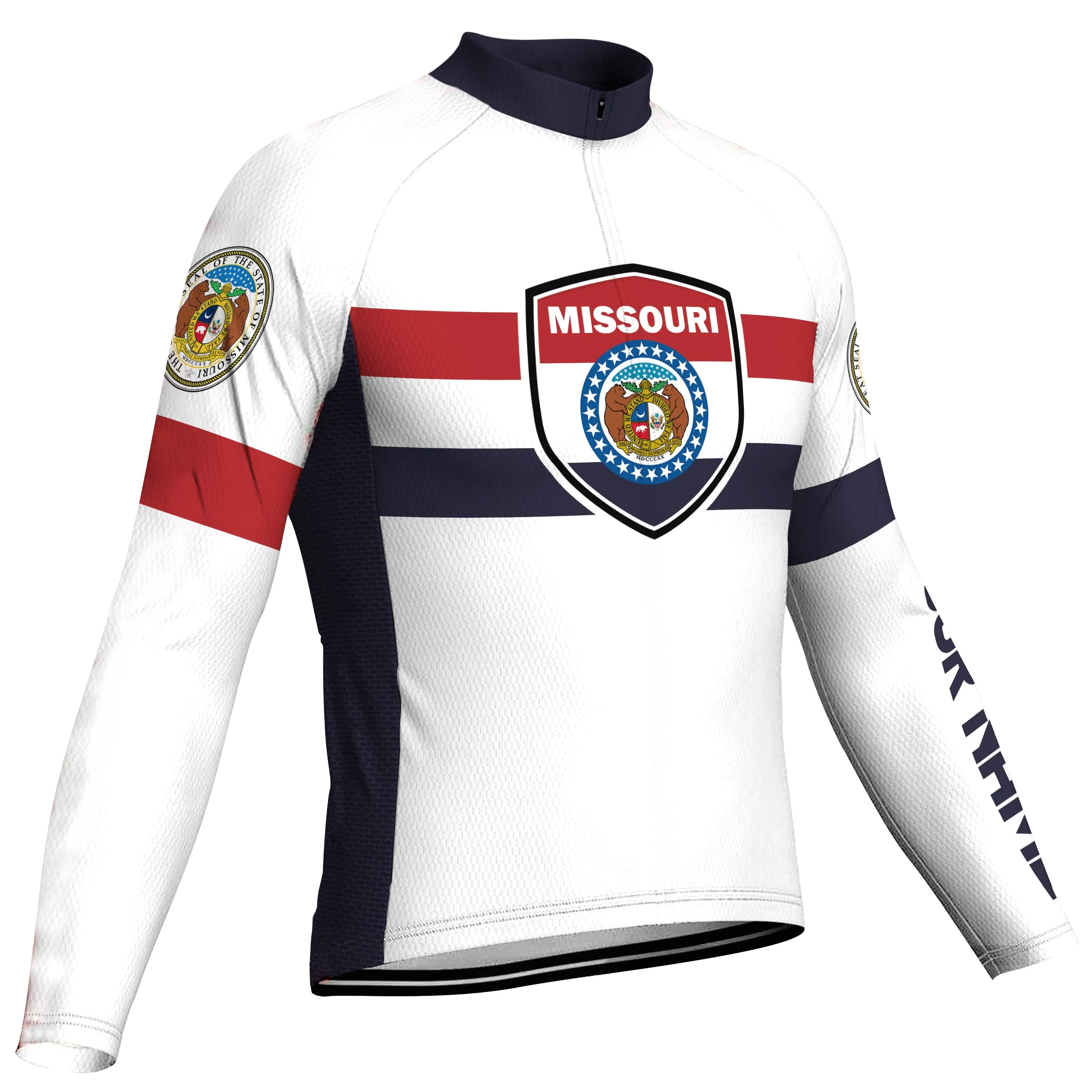 Customized Missouri Winter Thermal Fleece Long Sleeve Cycling Jersey for Men