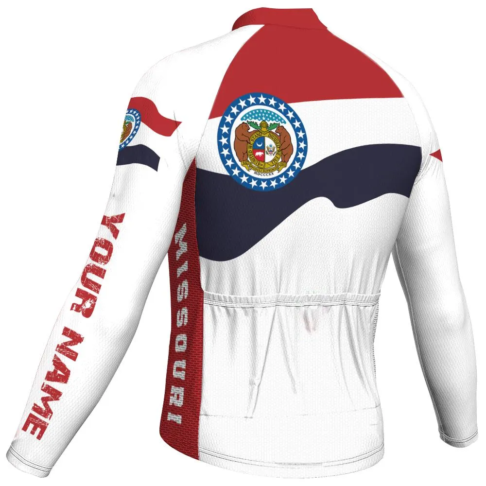 Customized Missouri Winter Thermal Fleece Long Sleeve Cycling Jersey for Men