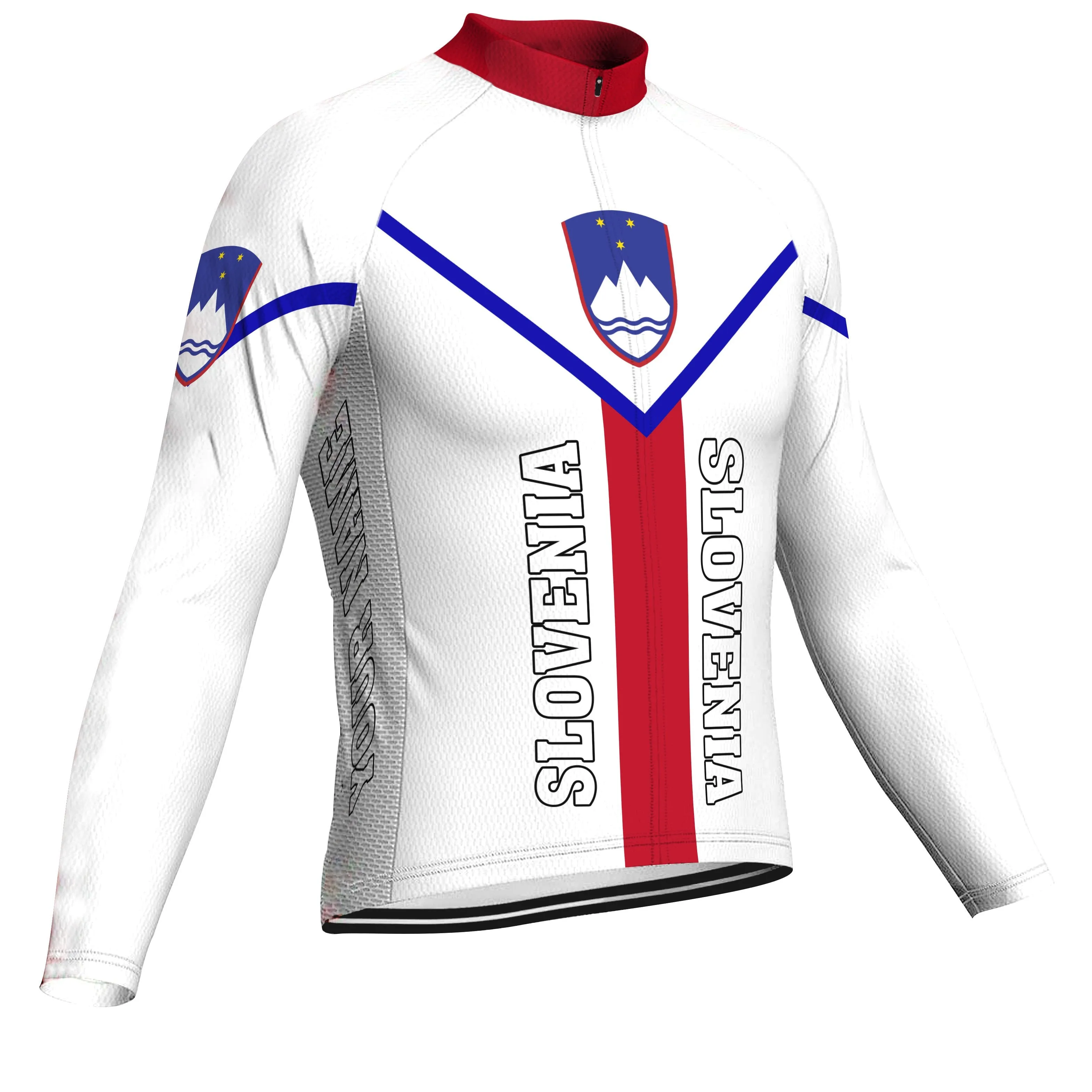 Customized Slovenia Winter Thermal Fleece Long Sleeve Cycling Jersey for Men