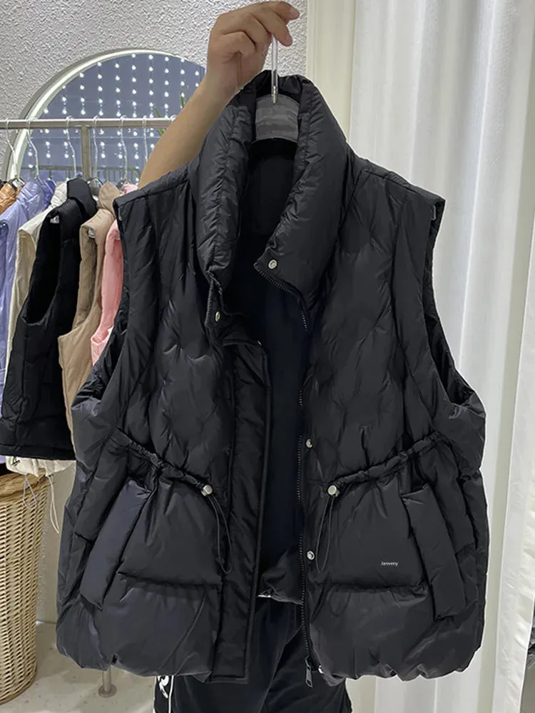 DERMEARNE 2024 Fashion Down Vest Women Luxury Designer Sleeveless Jacket 90% Duck Down Gilet Autumn Winter Korean Female Waistcoat
