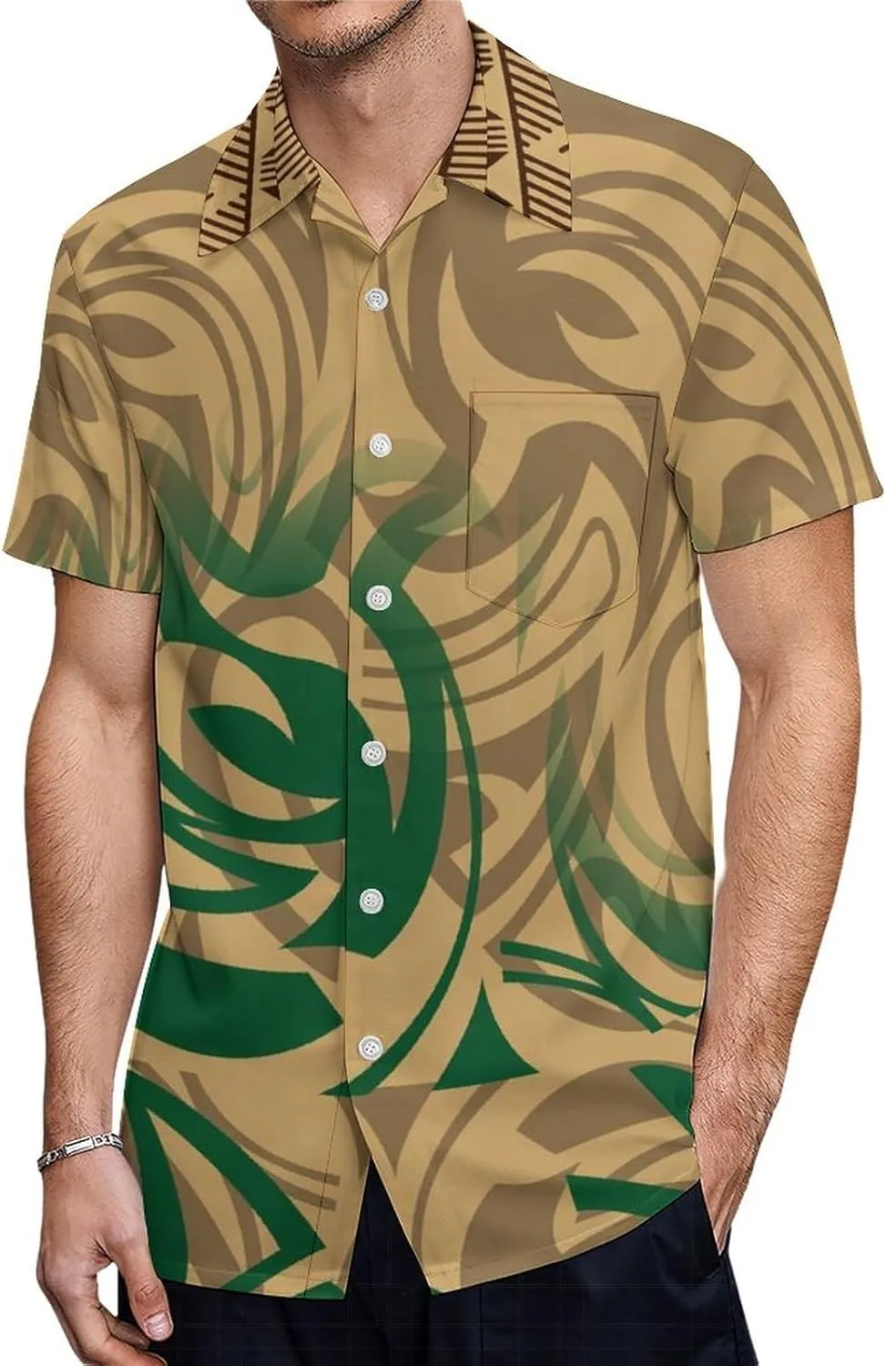 Dongfangyoupin Women's Bodycon Long Skirt Samoan Dress and Men's Short Sleeve Shirt Polynesian Island with Couple Outfit