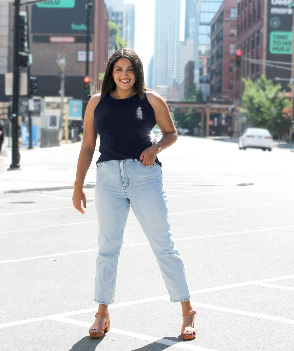 ELODIE high neck tank in Dark Navy