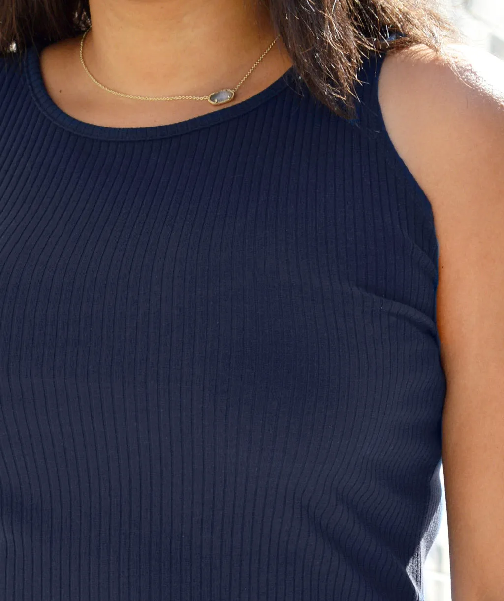 ELODIE high neck tank in Dark Navy