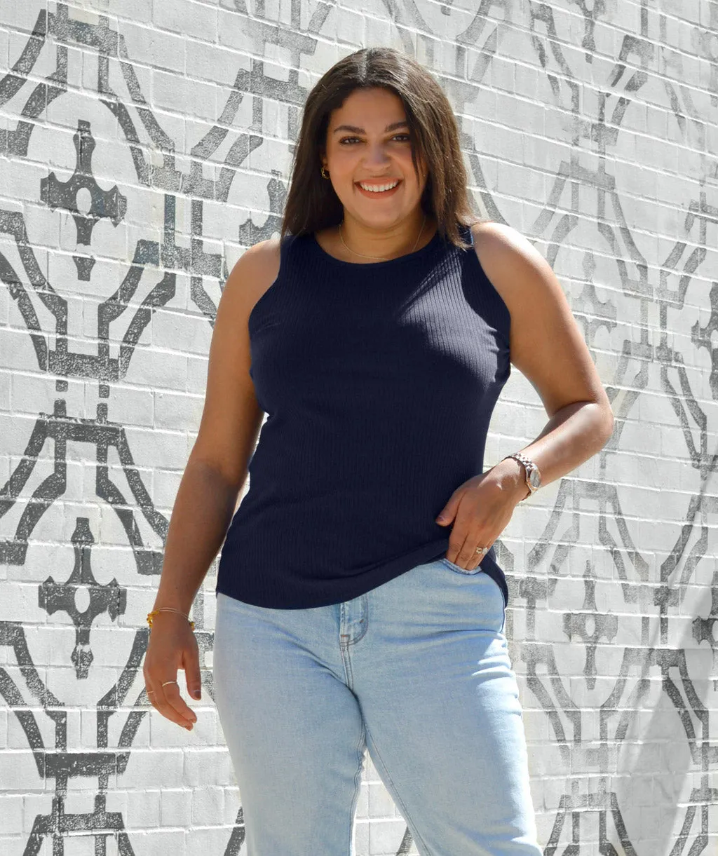 ELODIE high neck tank in Dark Navy