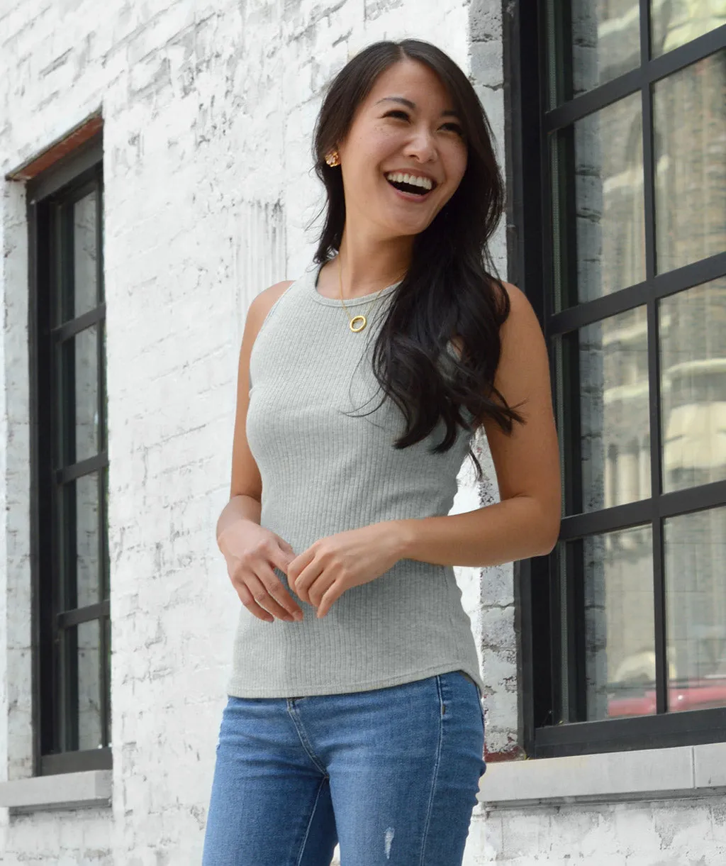 ELODIE high neck tank in Heather Grey