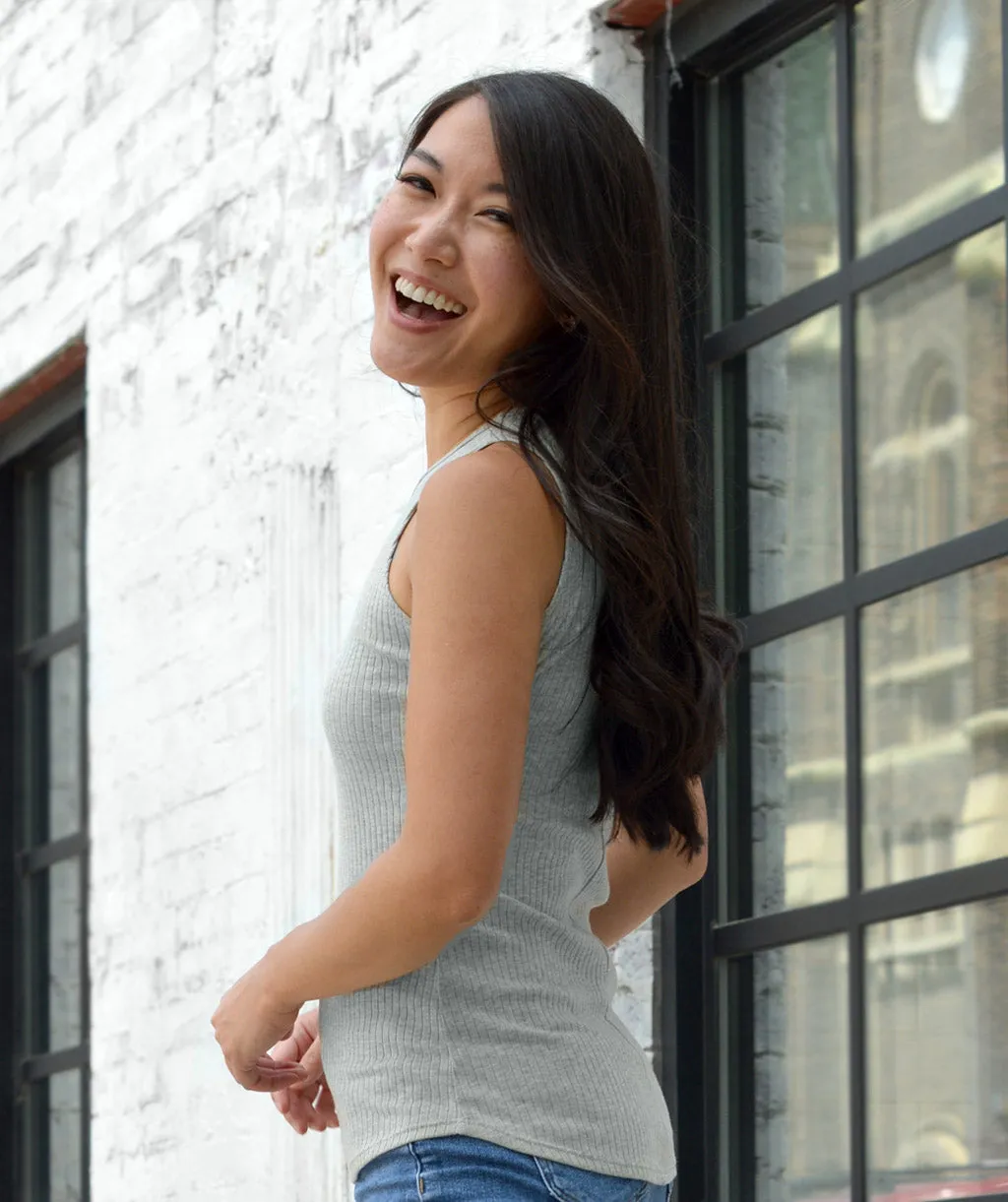 ELODIE high neck tank in Heather Grey