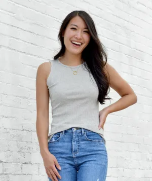 ELODIE high neck tank in Heather Grey