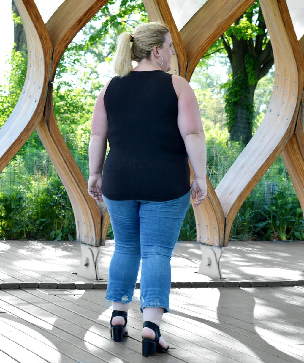 ELODIE high neck tank in Jet Black