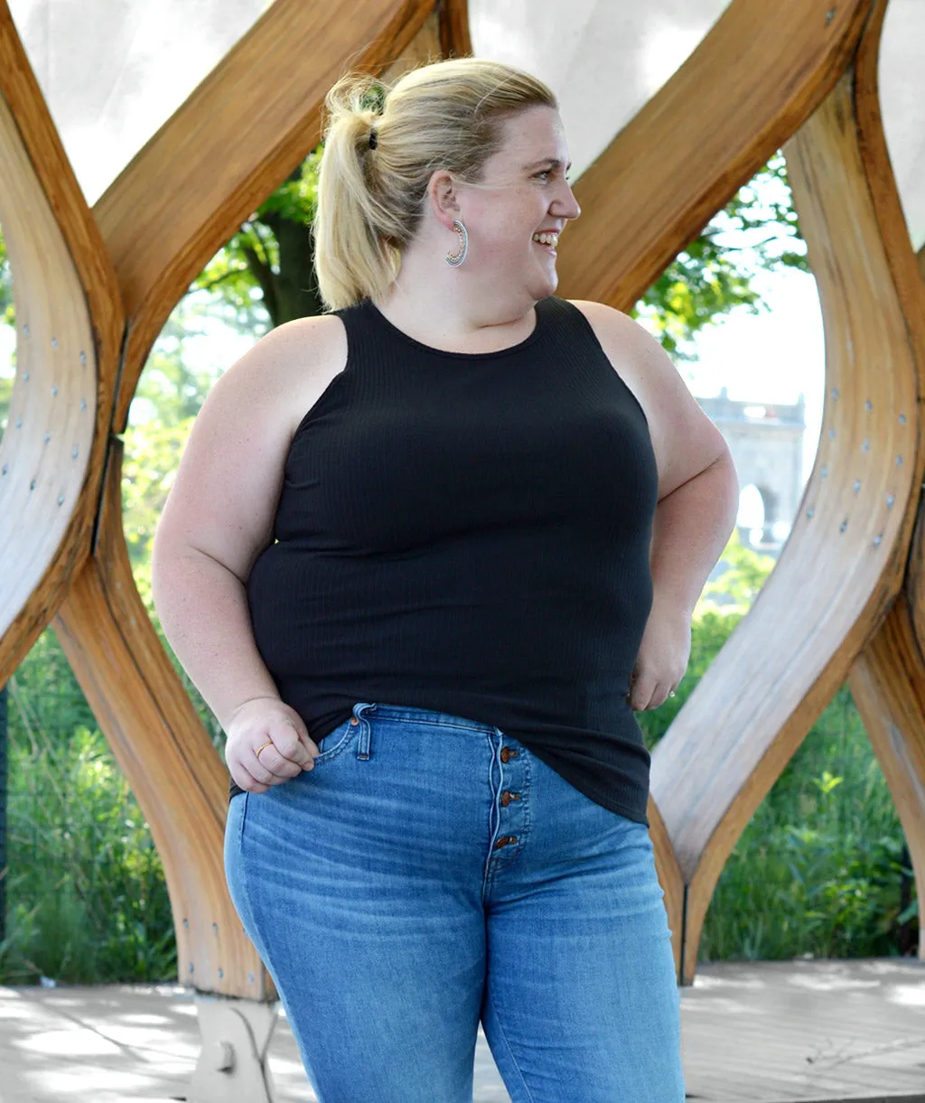 ELODIE high neck tank in Jet Black