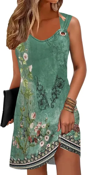 ETCYY Summer Dresses for Women 2025 Vacation Beach Cover Ups Swimsuit Sleeveless Sundresses Casual Loose Tank Sun Dresses
